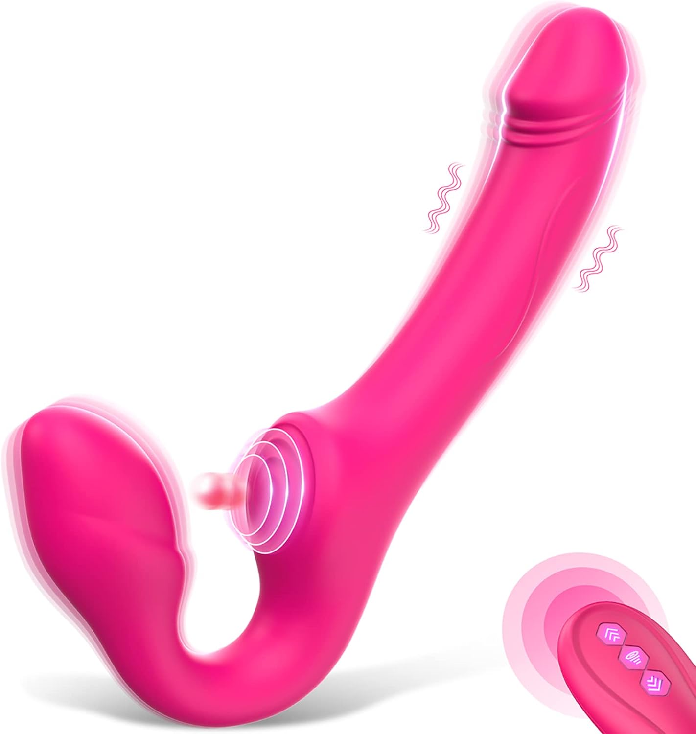 Strapless Strap-On G-Spot Dildo Vibrator with 10 Modes & Remote Control, Dreamyslut Anti-Slip Silicone Realistic Double-Ended Vibrating Butt Plug, Adult Anal Sex Toys for Women Lesbians Couples