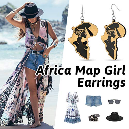 FaithHeart African Map Shaped Drop Earrings Stainless Steel/18K Gold Plated Statement Africa Jewelry Ear Charms for Women Teen Girls