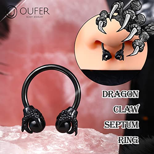 OUFER 316L Surgical Steel Circular Earrings Two White Opals Surrounded by Dragon Claws Cartilage Earing Ear Body Piercing Jewelry Helix Earrings Piercing…