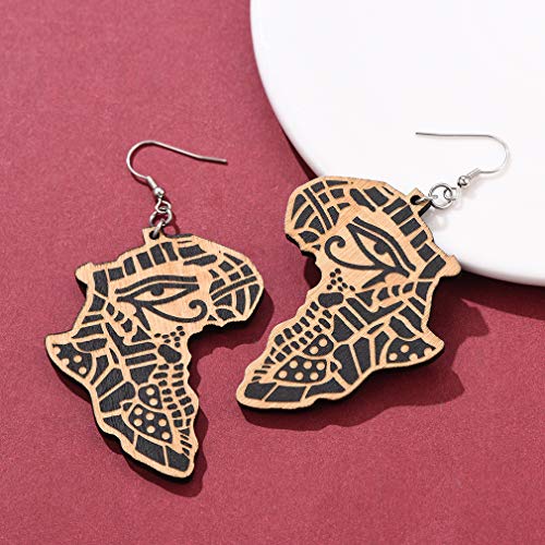 FaithHeart African Map Shaped Drop Earrings Stainless Steel/18K Gold Plated Statement Africa Jewelry Ear Charms for Women Teen Girls