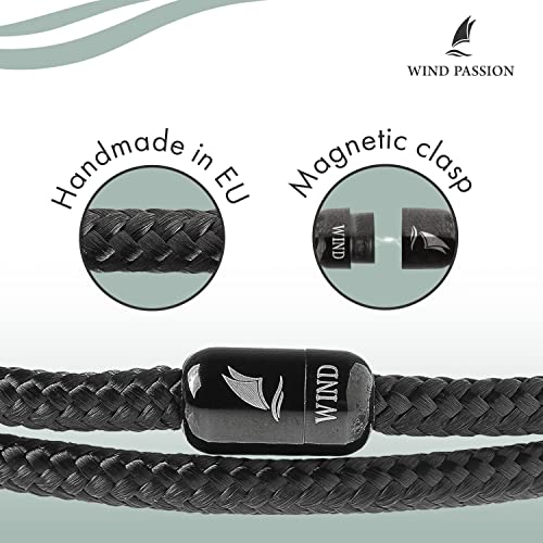 Wind Passion - Black Paracord Men’s Bracelet, Durable Rope Wristband for Men, Versatile Pulseras Para Hombres - Waterproof, Magnetic Clasp, Ideal for Outdoor & Fashion