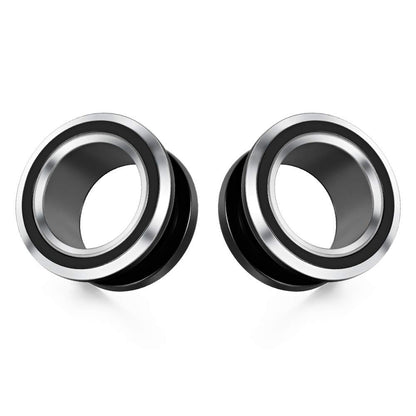 2PCS 316L Stainless Steel Two-color Screw Tunnel Ear Plug Expander Stretcher Gauge 0G-1"
