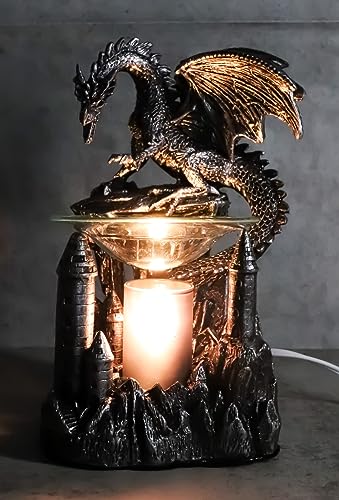Ebros Smaug Castle Guardian Dragon Electric Oil Diffuser Burner Tart Warmer Aroma Scent Statue 9.5" Tall Figurine Dungeons and Dragons Decorative Decor for Aromatherapy Accessory Halloween Prop