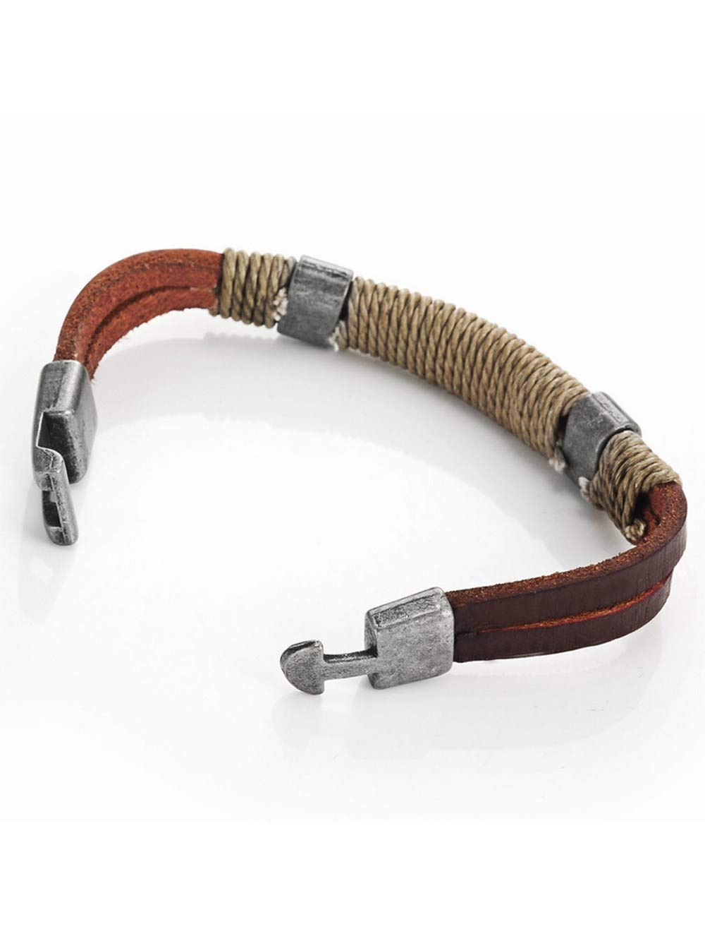 Urban Jewelry Braided Genuine Leather Bracelet with Locking Stainless Steel Clasp (Unique Designs Options)