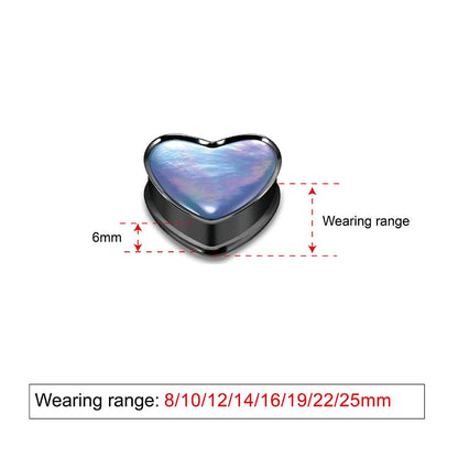 2PCS 8mm-25mm Pearl Shell Ear Gauges Saddle Tunnels 316L Stainless Steel Teardrop Heart Shape Double Flared Plugs Expander Stretcher Piercing