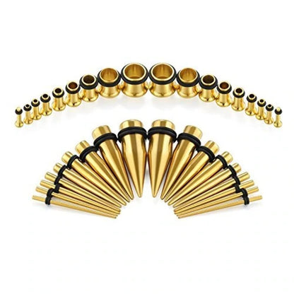vcmart 14G-00G 36 pcs Ear Gauges Stretching Kit Tapers Plugs Eyelets Implant Grade Steel