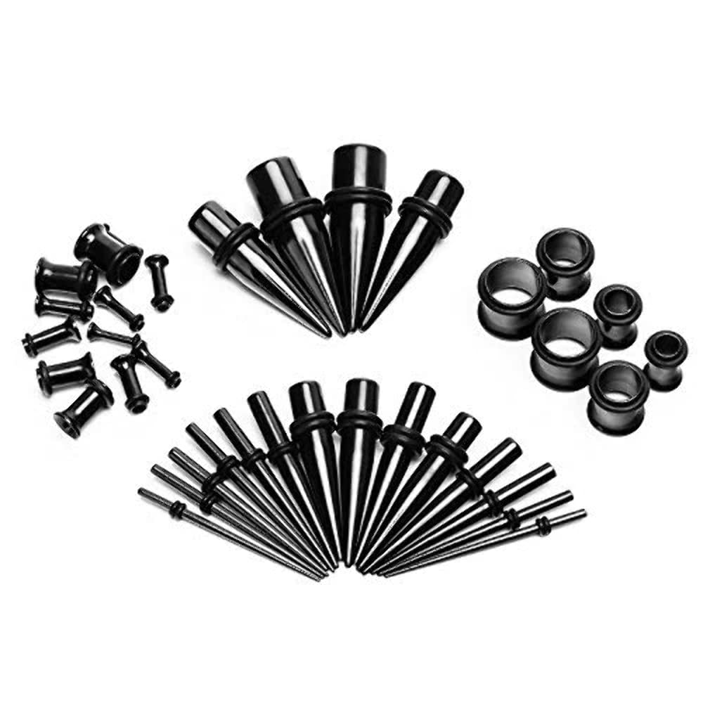 vcmart 14G-00G 36 pcs Ear Gauges Stretching Kit Tapers Plugs Eyelets Implant Grade Steel