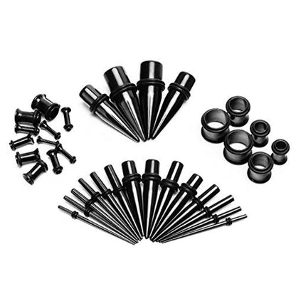 vcmart 14G-00G 36 pcs Ear Gauges Stretching Kit Tapers Plugs Eyelets Implant Grade Steel