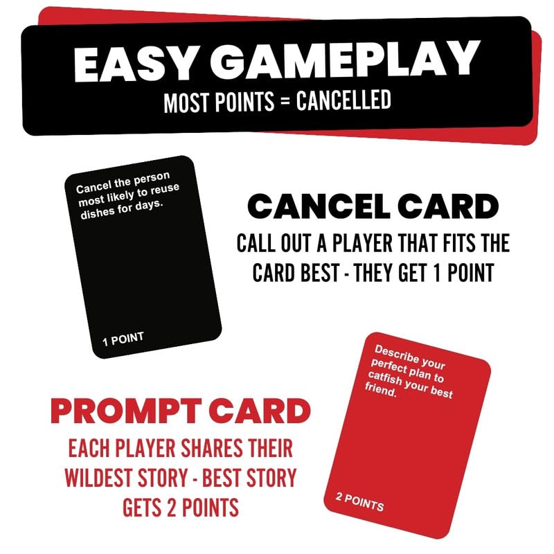 Cancelled - Hilarious Party Games for Adults - 350 Cards to Expose Your Friends, Perfect for College, Couples, Bachelorette Parties, Game Nights - Roast Your Friends with This Adult Game