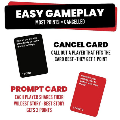 Cancelled - Hilarious Party Games for Adults - 350 Cards to Expose Your Friends, Perfect for College, Couples, Bachelorette Parties, Game Nights - Roast Your Friends with This Adult Game