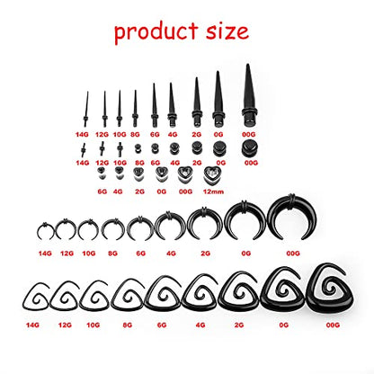 Ear Gauges Stretching Kit 14G-00G Acrylic Sprial Tapers Plugs Expander Sets Heart Tunnels Piering Jewelry Horeseshoes Taper For Ears