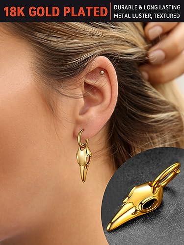 FaithHeart Raven Stud Earrings for Women Men, Stainless Steel Punk Gothic Norse Viking Crow Ear Studs with Delicate Gift Packaging