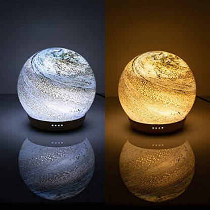 Moon Essential Oil Diffuser, Glass Cool Mist Humidifier with 4 Timer,7 LED Colors and Waterless Auto Shut-Off Settings for Baby Home Office (250ml)