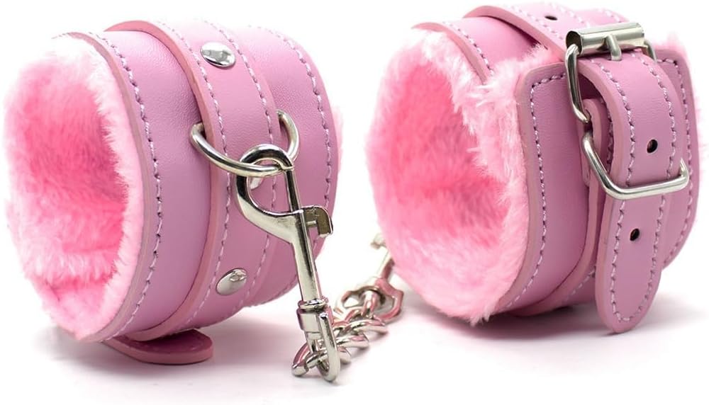 Pink PU Leather Sex Hand Cuffs Bracelets for Women Men Adult Sex Bondage Handcuffs for Wrist Ankle BDSM Set Bed Restraints Sex Kit Sex Straps Sex Fuzzy Handcuffs Set for Bedroom Hoodies Yoga B-3