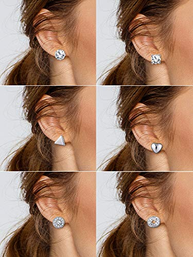 BBTO 24 Pairs Stud Earrings Crystal Pearl Earring Set Ear Stud Jewelry for Girls Women Men, Silver and Gold