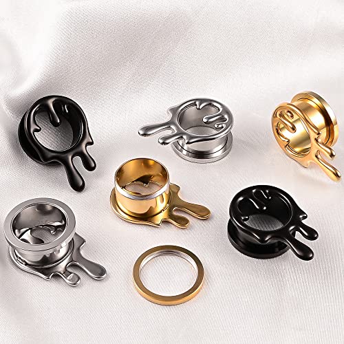 2PCS Cool Water Drops Ear Tunnels Plugs 316 Stainless Steel Ear Gauges Hypoallergenic Earring Expanders for Stretched Piercing Body Jewelry