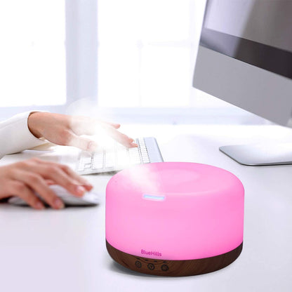 BlueHills Premium 2000 ML XL Essential Oil Diffuser Aromatherapy Humidifier for Large Room Home 40 Hour Run Huge Coverage Area 2 Liter Extra Large Capacity Diffuser Dark Wood Grain (E003)