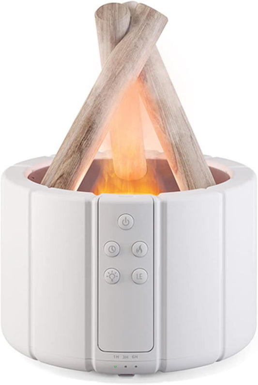 Campfire Flame Diffuser, Aromatherapy Essential Oil Diffuser, 280ml Wood Diffuser with Remote Control, Cool Mist Ultrasonic Humidifier for Bedroom,Office, Auto Shut-Off, Ambient Night Light