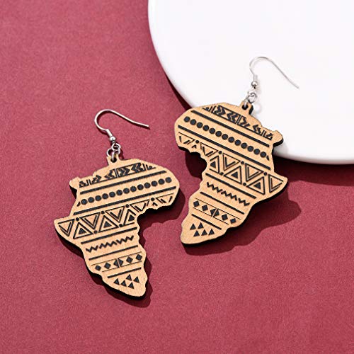 FaithHeart African Map Shaped Drop Earrings Stainless Steel/18K Gold Plated Statement Africa Jewelry Ear Charms for Women Teen Girls