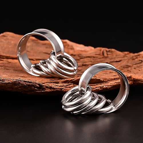 2PCS Ear Tunnels Plugs Gauges with 10PCS Nose Rings 316 Stainless Steel Hypoallergenic Earrings Expanders for Stretched Piercing Body Jewelry