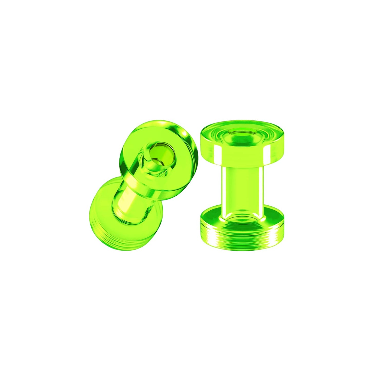 Pair of Green Acrylic flesh Tunnels External Piercing Jewelry Stretcher Screw-fit Ear Plugs Earring Lobe