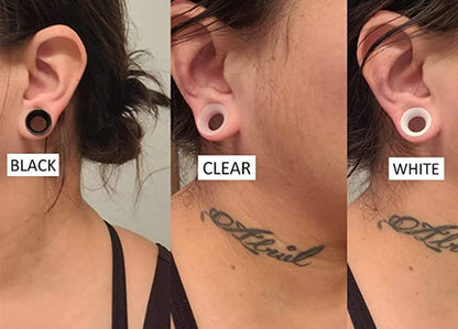 Cisyozi 6 Pairs Ultra Thin Silicone Ear Skin Flexible Flesh Tunnel Expander Stretching Gauge Earlets Plug Gauges Kit Earlets Retainer Same Sizes 6G-20mm 3 Colors