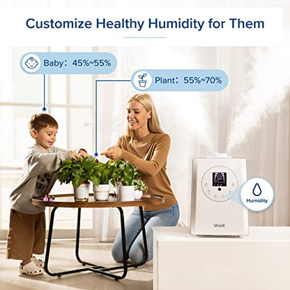 LEVOIT Humidifiers for Bedroom, Quiet (3L Water Tank) Cool Mist Top Fill Essential Oil Diffuser with 25Watt for Home Large Room, 360° Nozzle, Rapid Ultrasonic Humidification for Baby Nursery and Plant