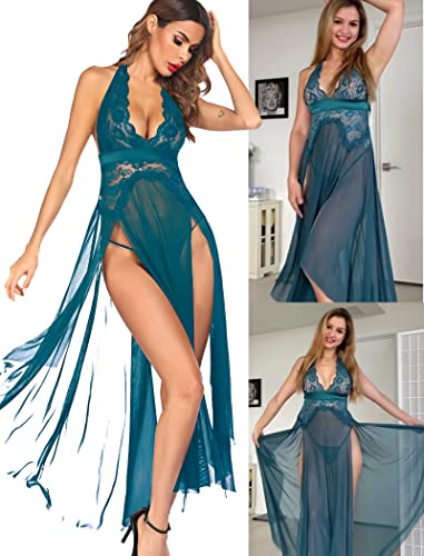 Avidlove Women Lingerie Deep V Neck Nightwear One Piece Sexy Nightgowns Mosaic Lace Mesh Dress