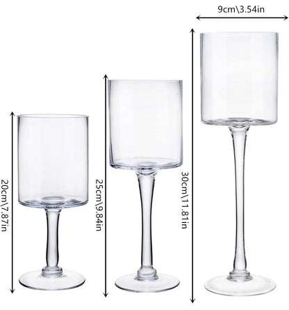 Glass Candleholders Tea Light Candle Holders Clear Wedding Weddings Hurricane Tall Elegant Ideal for Dining Party Home Decor Parties Table Settings Gifts Different Sizes (1 Set Small Clear)