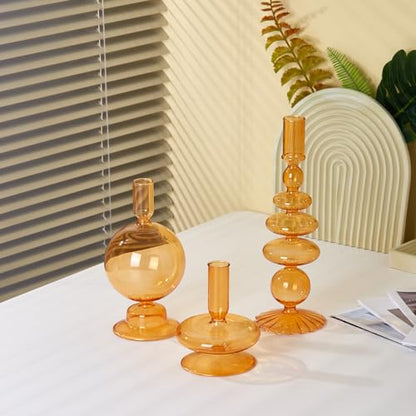 Candlestick Holders, Glass Candle Holders for Table Centerpiece, Taper Candle Stand Modern Style Black Candle Holder for Wedding Decor and Dinner Party (Color : Black)