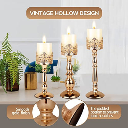 Black Vintage Candle Holder for Table Centerpiece Gothic Candle Stand Set