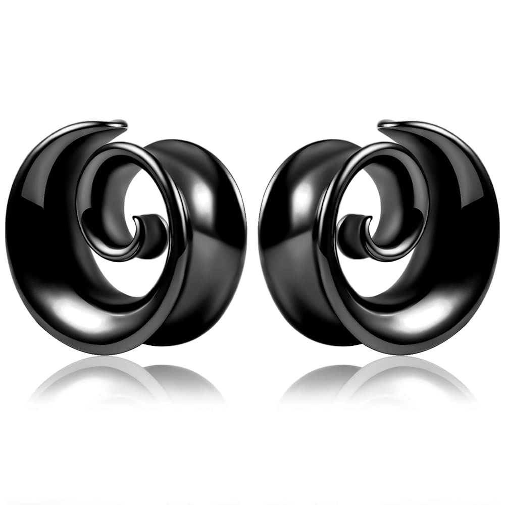 2PCS Spiral Saddle Ear Tunnels Plugs 316 Stainless Steel Ear Gauges Hypoallergenic Earrings Expander Stretcher Piercing Body Jewelry 0g-1"(8mm-25mm)