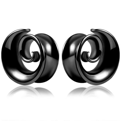 2PCS Spiral Saddle Ear Tunnels Plugs 316 Stainless Steel Ear Gauges Hypoallergenic Earrings Expander Stretcher Piercing Body Jewelry 0g-1"(8mm-25mm)
