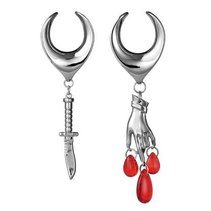 1 Pair Ear Gauges 8mm-25mm Dangle Plug Saddle Tunnels Brass Ear Hanger Stretcher Expander Earrings For Women Body Piercing Jewelry