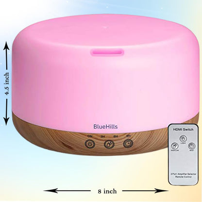 BlueHills Premium 2000 ML XL Essential Oil Diffuser Aromatherapy Humidifier for Large Room Home 40 Hour Run Huge Coverage Area 2 Liter Extra Large Capacity Diffuser Dark Wood Grain (E003)