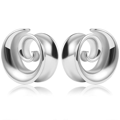 2PCS Spiral Saddle Ear Tunnels Plugs 316 Stainless Steel Ear Gauges Hypoallergenic Earrings Expander Stretcher Piercing Body Jewelry 0g-1"(8mm-25mm)