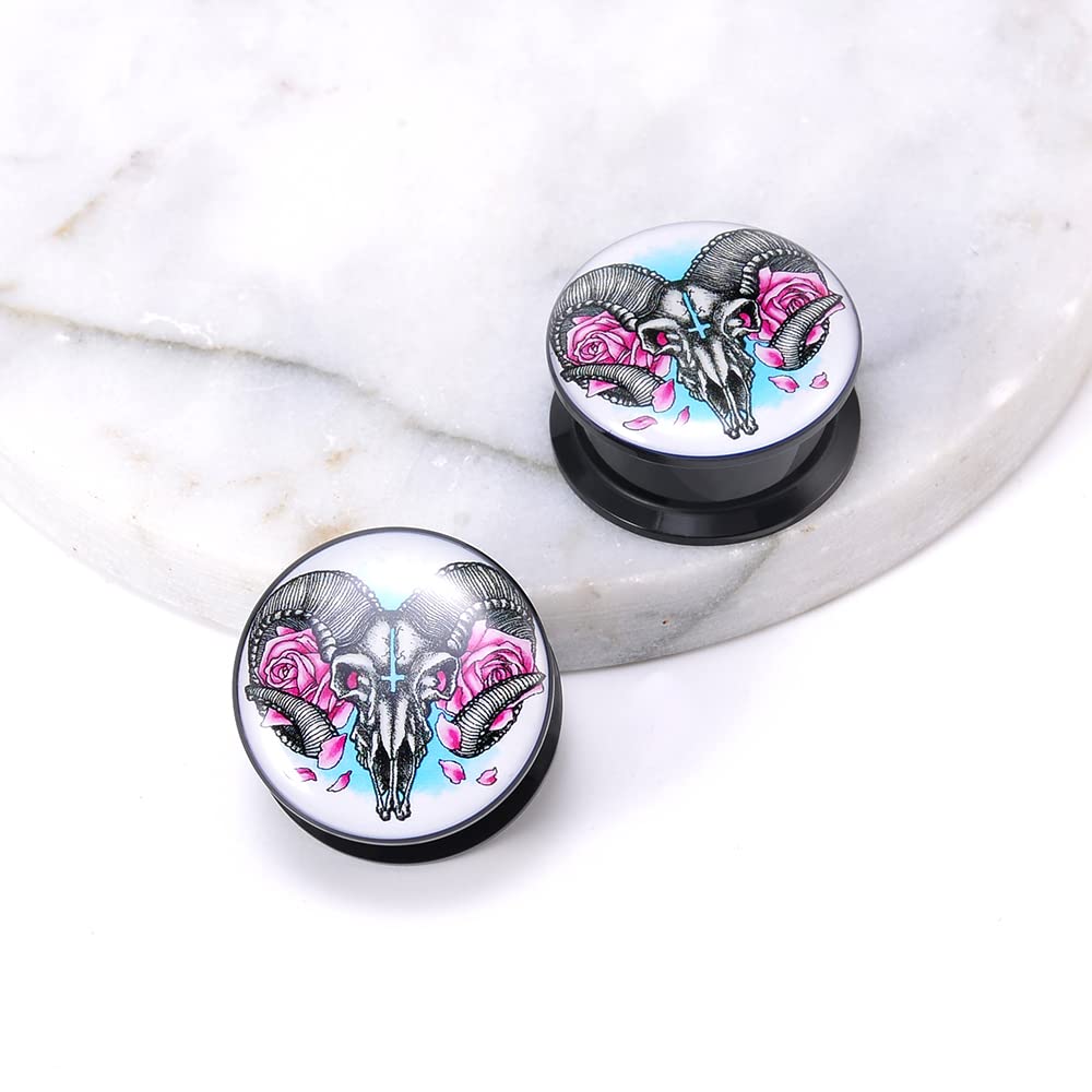 1 Pair Acrylic Solid Screw On Ear Plugs Tunnels Jack Skellington Scream Resin Allergy Free Stretche Nightmare Before Christmasr For Women Men Body Piercing Jewelry