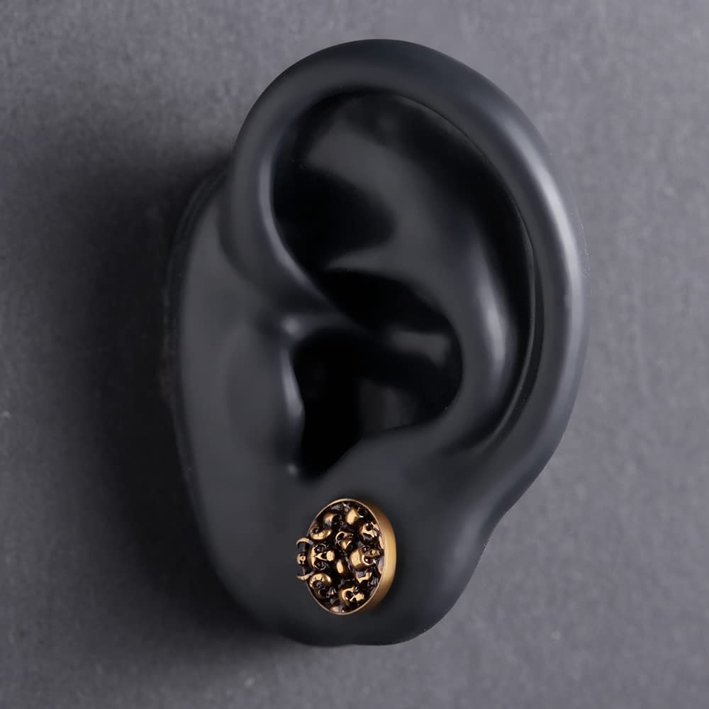 2PCS Surgical Steel Screw Fit Flesh Tunnels Skeleton Gothic Ear Expander Stretching Plugs Gauge 0G-1"(8mm-25mm)