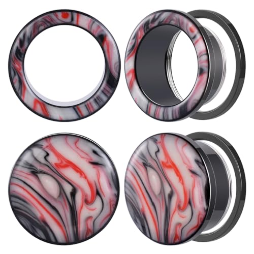 4PCS Stainless Steel Ear Gagues Ink Mixing Type Ear Tunnels and Plugs Screw Fit Expander Stretcher Piercings