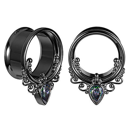 COOEAR 1 Pair Surgical Steel Ear Gauges Double Flared Seashell Ear Tunnels and Plugs Earrings Stretcher.