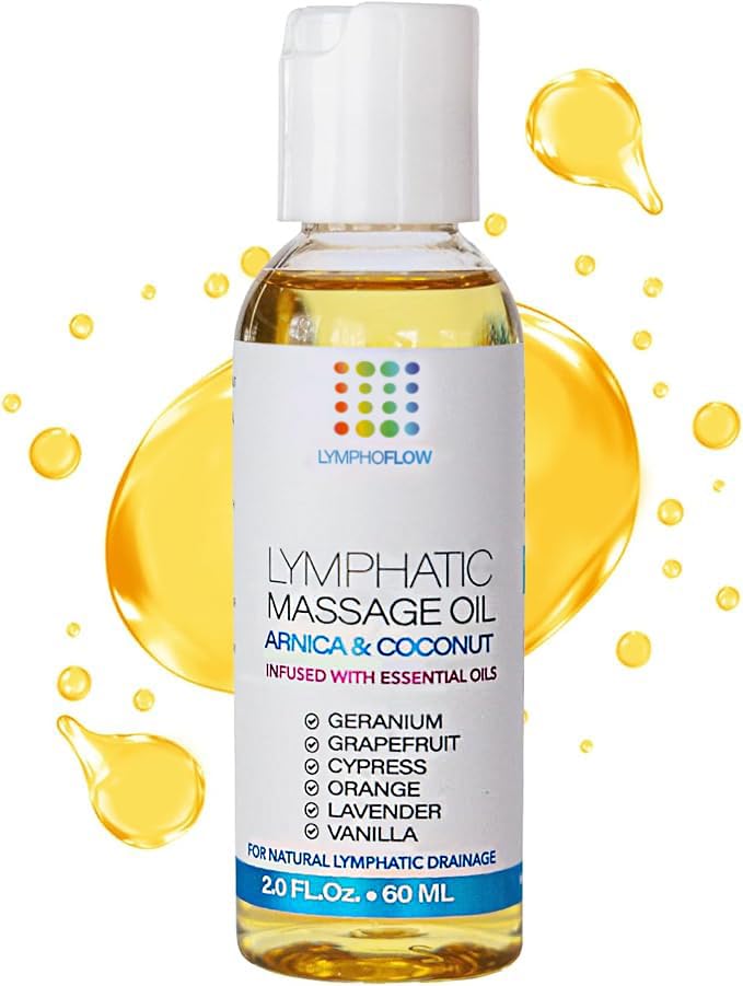 Lymphatic Drainage Massage Oil with Arnica Oil & Coconut for Post Surgery Recovery & Lymphatic Drainage Massager, Liposuction, 360 Lipo, BBL, After Tummy Tuck Surgery Items, Fibrosis Treatment, 8.5 Oz