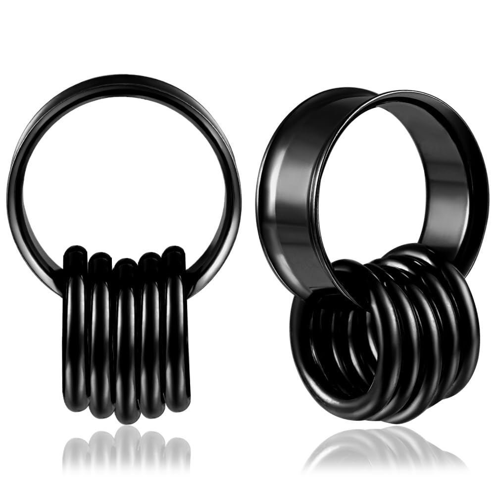 2PCS Ear Tunnels Plugs Gauges with 10PCS Nose Rings 316 Stainless Steel Hypoallergenic Earrings Expanders for Stretched Piercing Body Jewelry