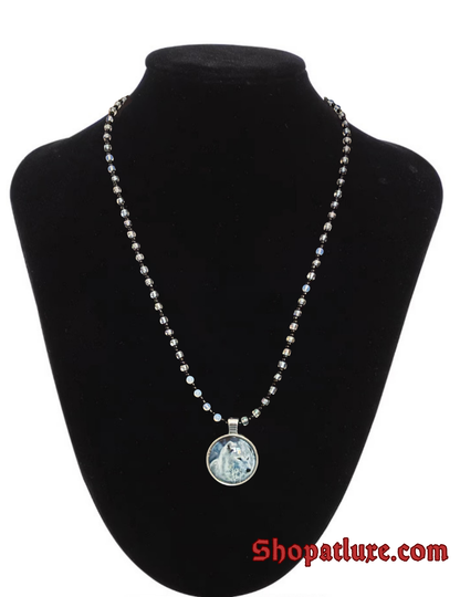 White Wolf Moonstone Necklace