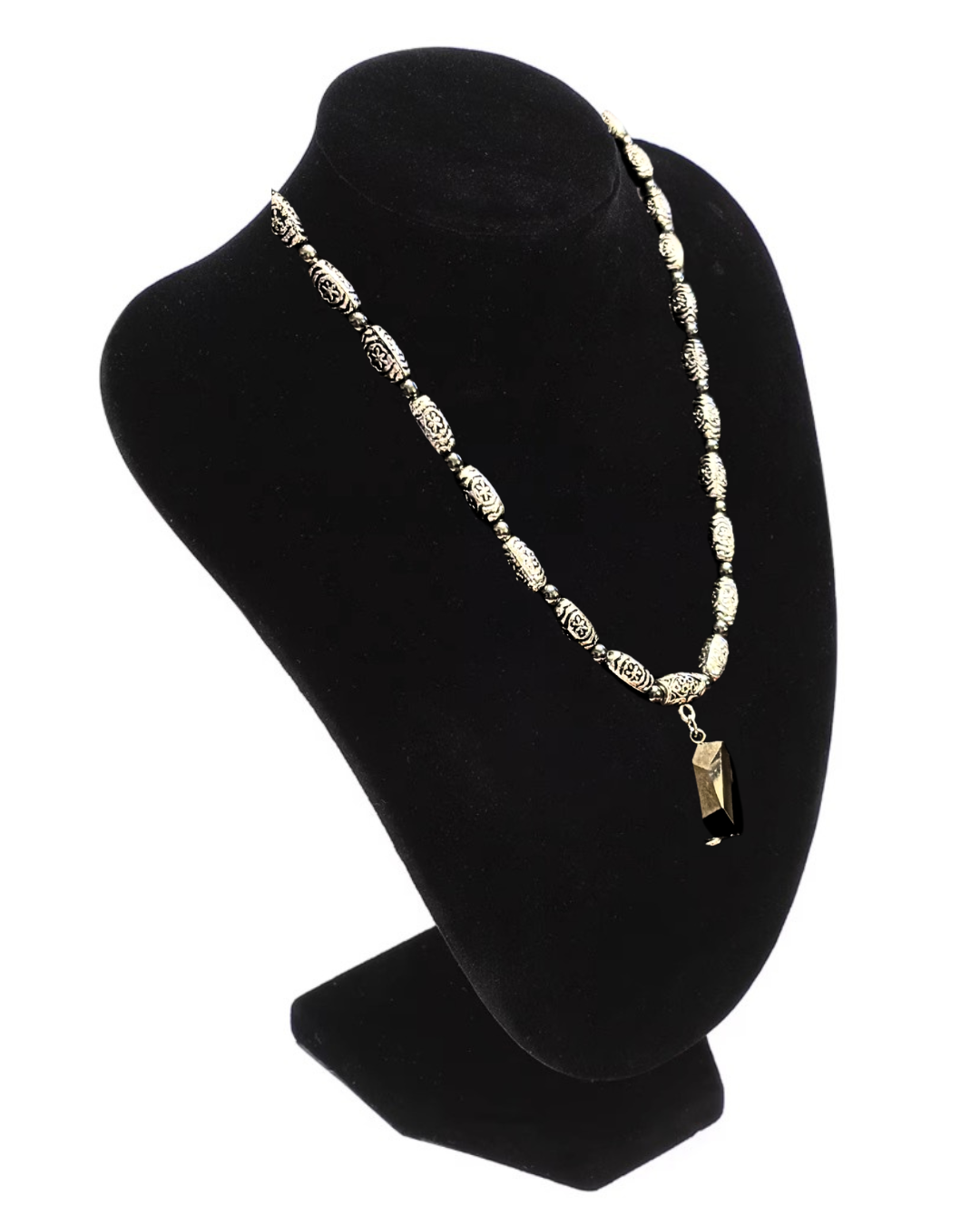 Hematite Beaded Necklace With Faceted Charm
