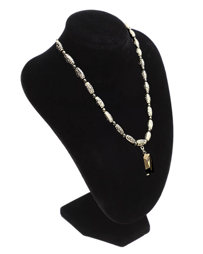 Hematite Beaded Necklace With Faceted Charm