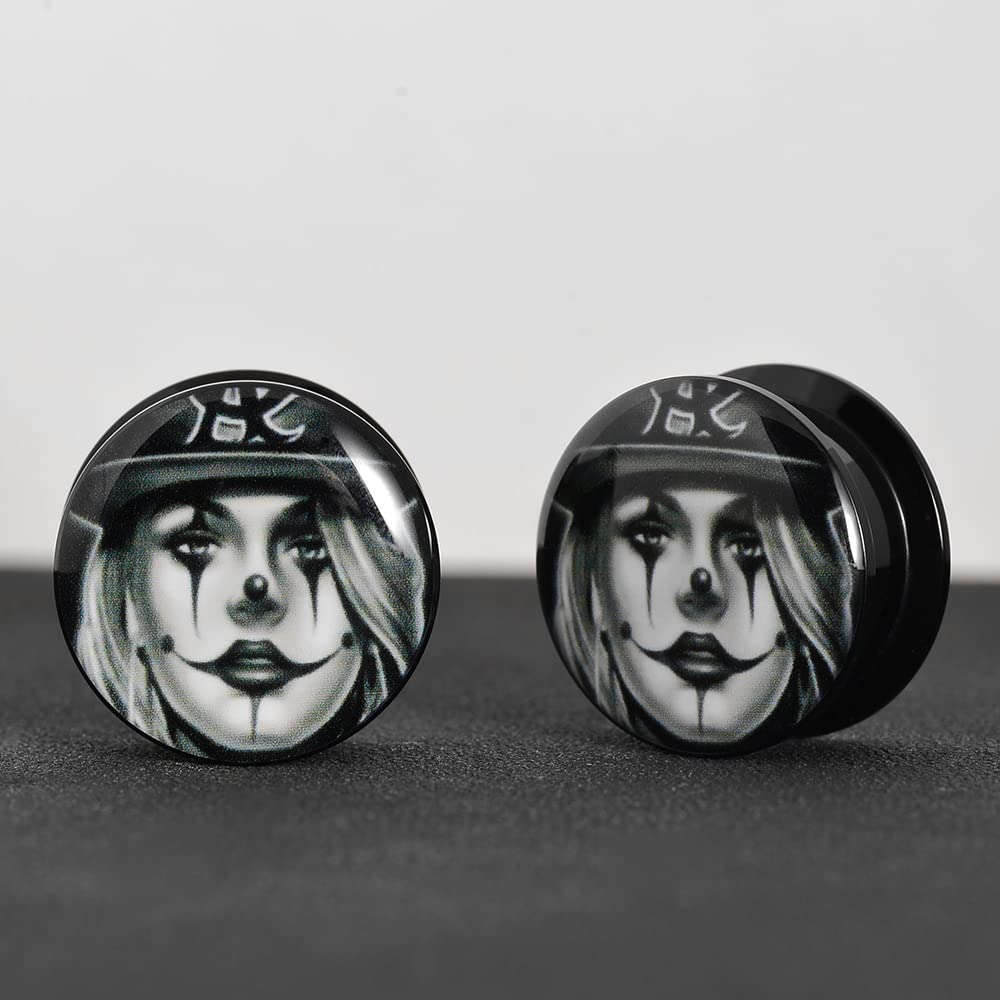 1 Pair Acrylic Solid Screw On Ear Plugs Tunnels Santa Muerte Death Goodness Resin Allergy Free Stretcher For Women Men Body Piercing Jewelry