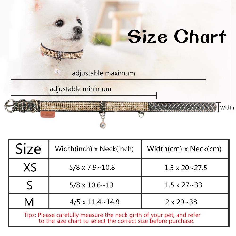 PetsHome Cat Collar, Dog Collar, [Bling Rhinestones] Premium PU Leather with Pendant Adjustable Collars for Cat and Small Dog Extra Small Silvery