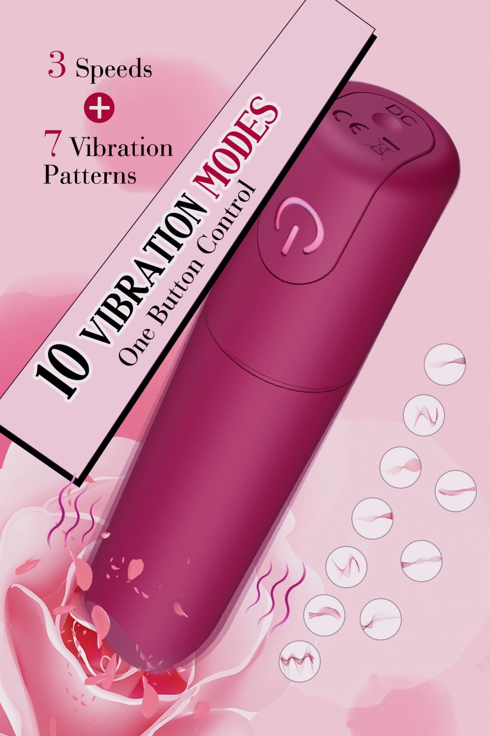 Bullet Vibrator with Angled Tip for Precision Clitoral Stimulation, Discreet Rechargeable Lipstick Vibe with 10 Vibration Modes Waterproof Nipple G-spot Stimulator Sex Toys for Women (Black)