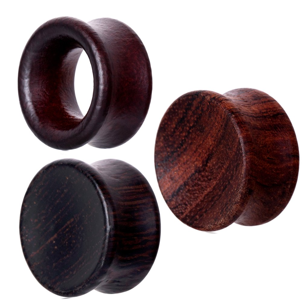 TIANCI FBYJS 3 Pairs Gauges For Ears Wood Saddle Fit Solid Organic Ear Plug Gauges Double Flared Wooden Ear Tunnels Stretcher Punk Piercing