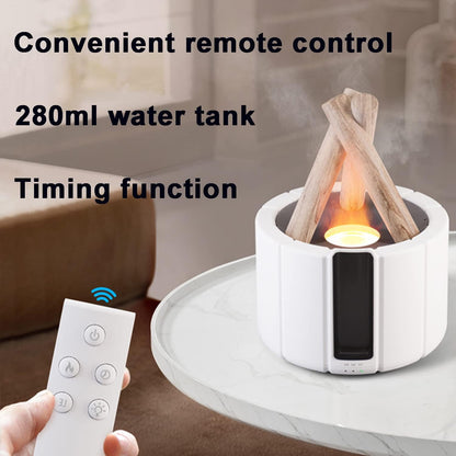 Campfire Flame Diffuser, Aromatherapy Essential Oil Diffuser, 280ml Wood Diffuser with Remote Control, Cool Mist Ultrasonic Humidifier for Bedroom,Office, Auto Shut-Off, Ambient Night Light